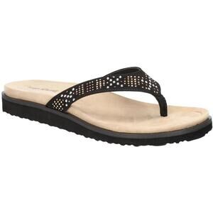 Easy Street Womens Stevie Black Thong Sandals Flats 8.5